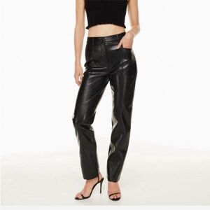 Aritzia Wilfred Vegan Black Leather Pants Size 8 Moto Rock Contemporary Goth